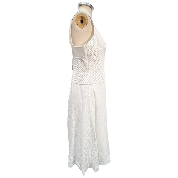 Reiss Etta Linen Sleeveless Corset Midi Dress White Size 10 NEW - Picture 3 of 13